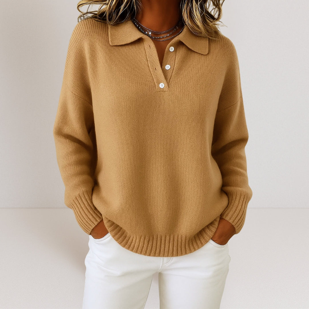 COLLARED KNIT SWEATER FOR WOMEN