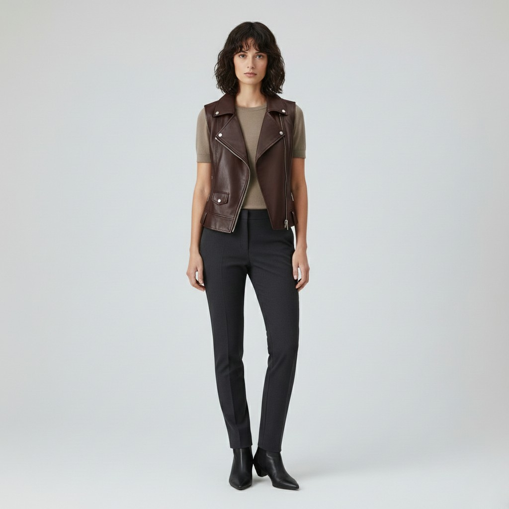 Women's Faux-Leather Moto Vest