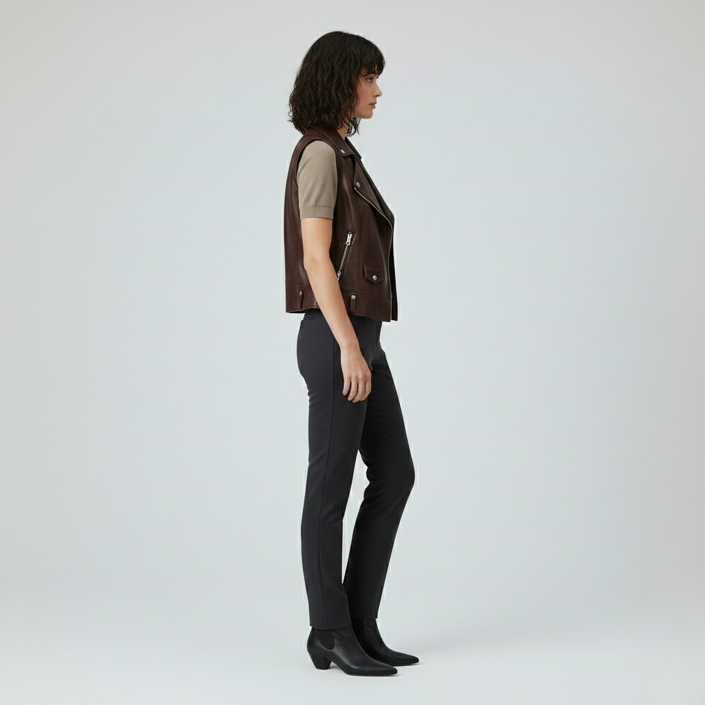 Women's Faux-Leather Moto Vest