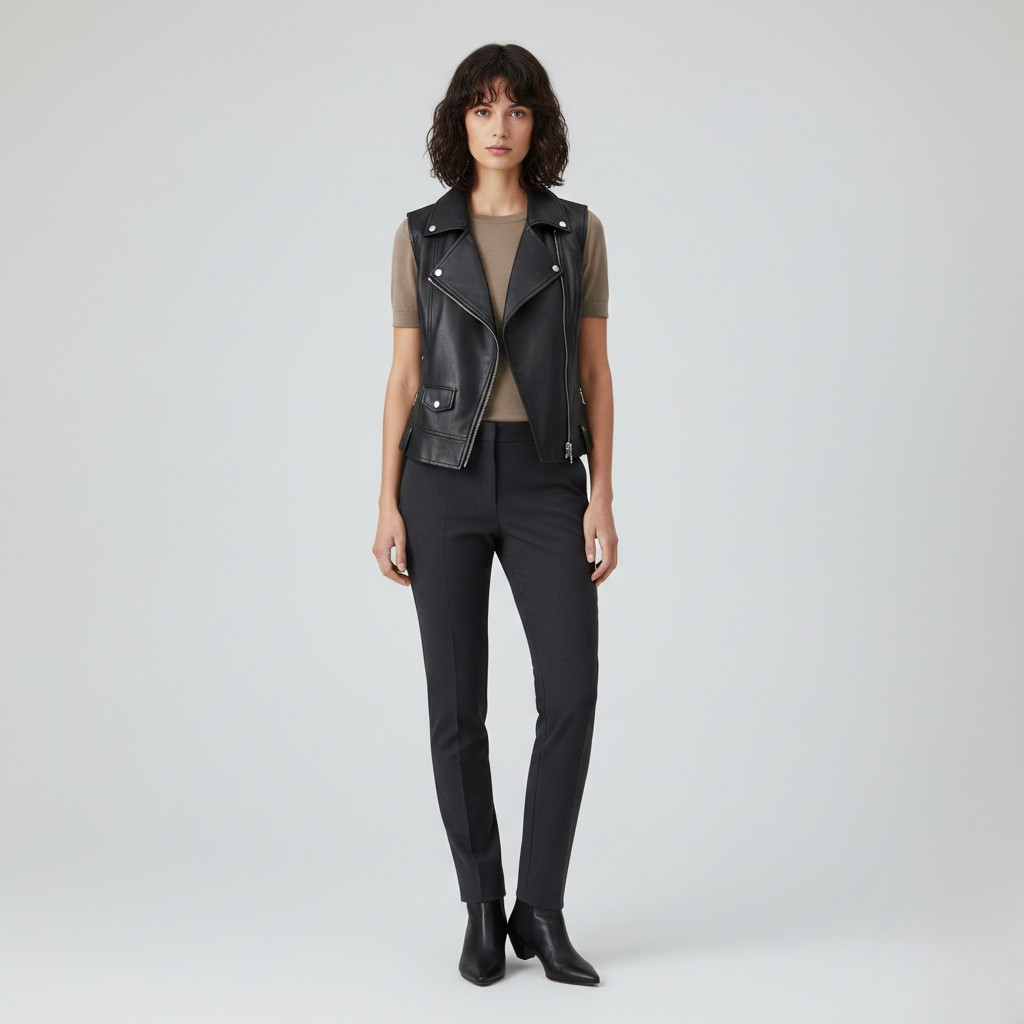 Women's Faux-Leather Moto Vest