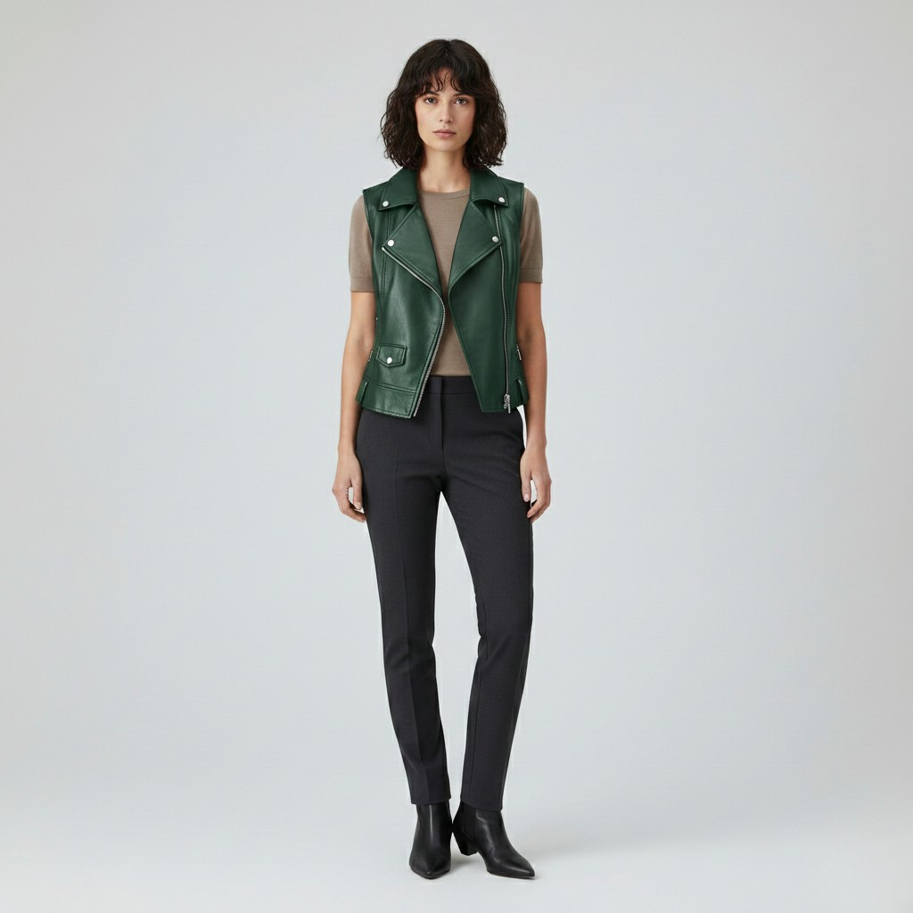 Women's Faux-Leather Moto Vest