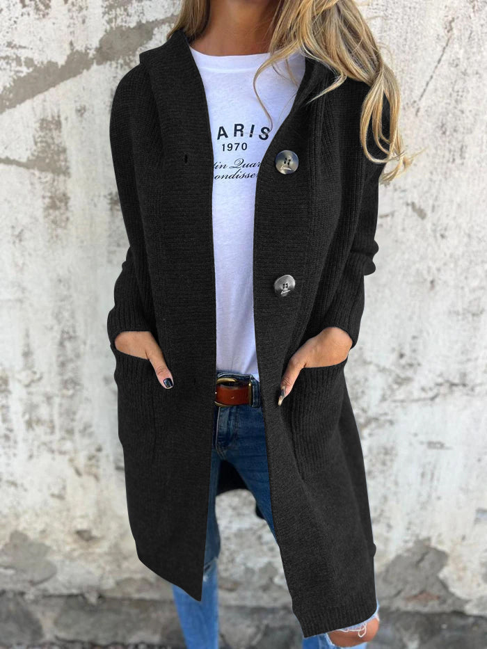 RIBBED KNIT LONGLINE CARDIGAN FOR WOMEN