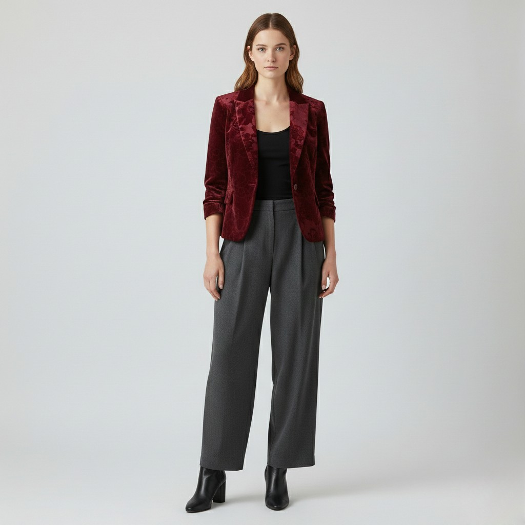 Women's Velvet-Finish Tailored Blazer