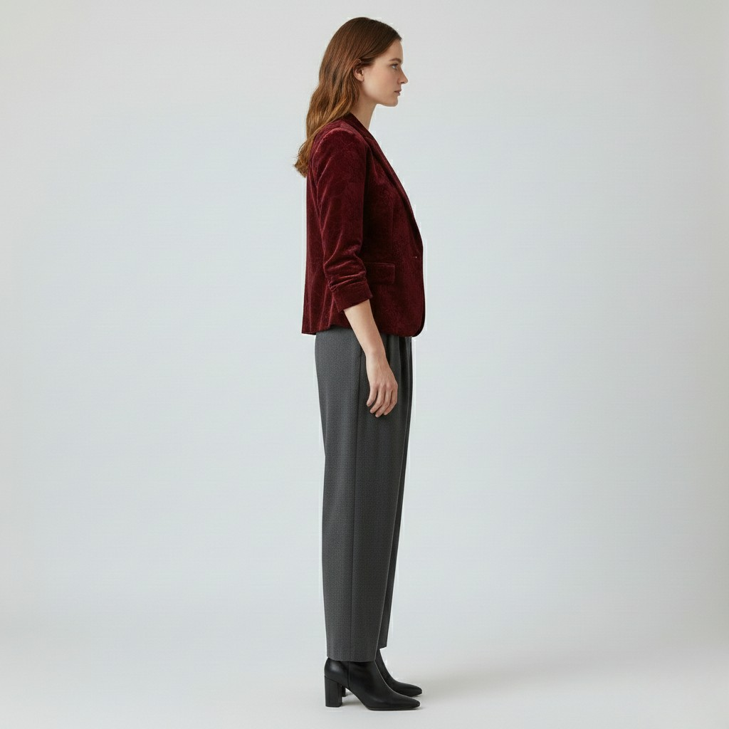 Women's Velvet-Finish Tailored Blazer