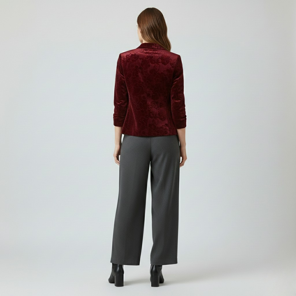 Women's Velvet-Finish Tailored Blazer