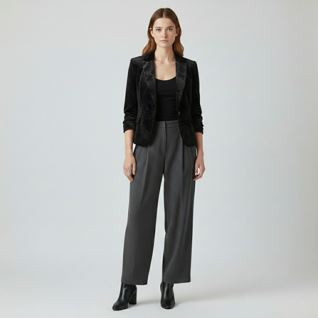 Women's Velvet-Finish Tailored Blazer