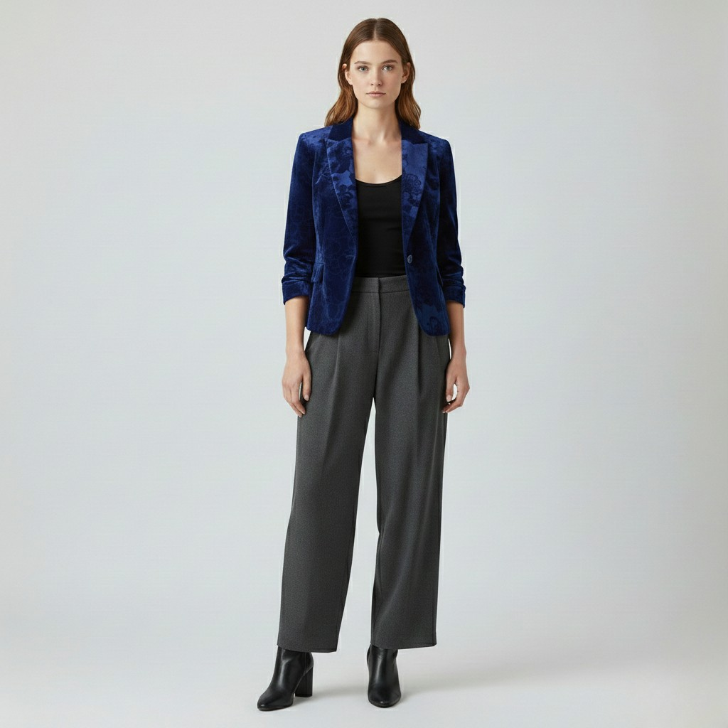Women's Velvet-Finish Tailored Blazer