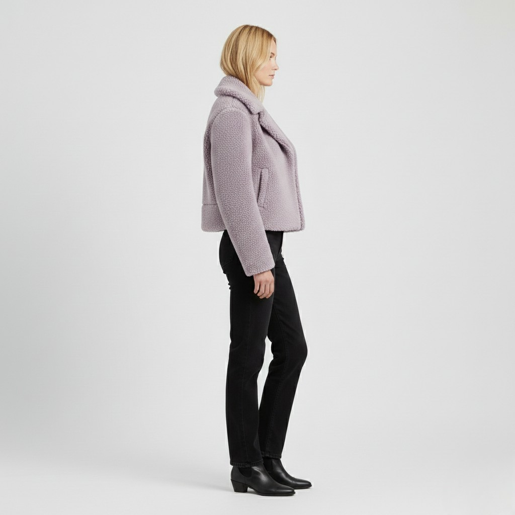Women's Cropped Teddy Moto Jacket
