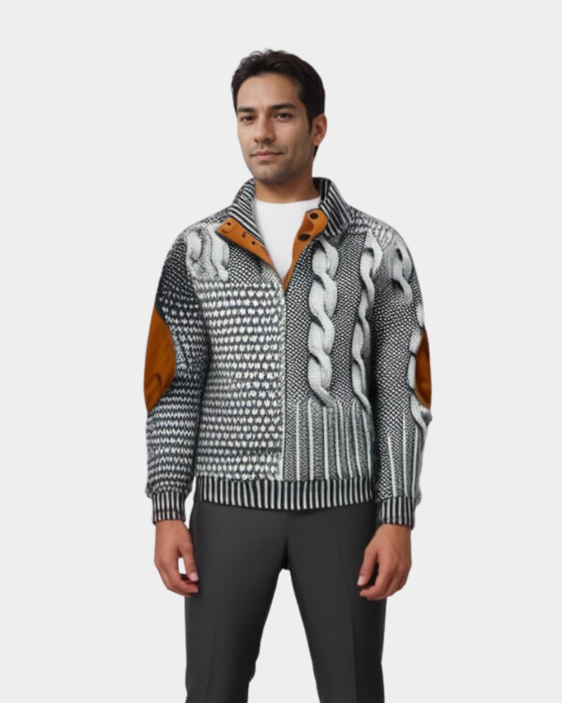 STAND COLLAR KNIT SWEATER FOR MEN