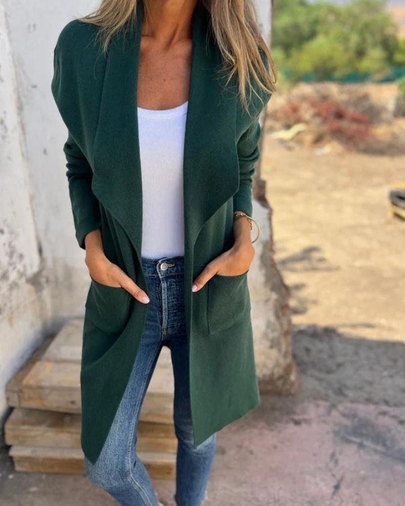 OPEN-FRONT LAPEL CARDIGAN FOR WOMEN
