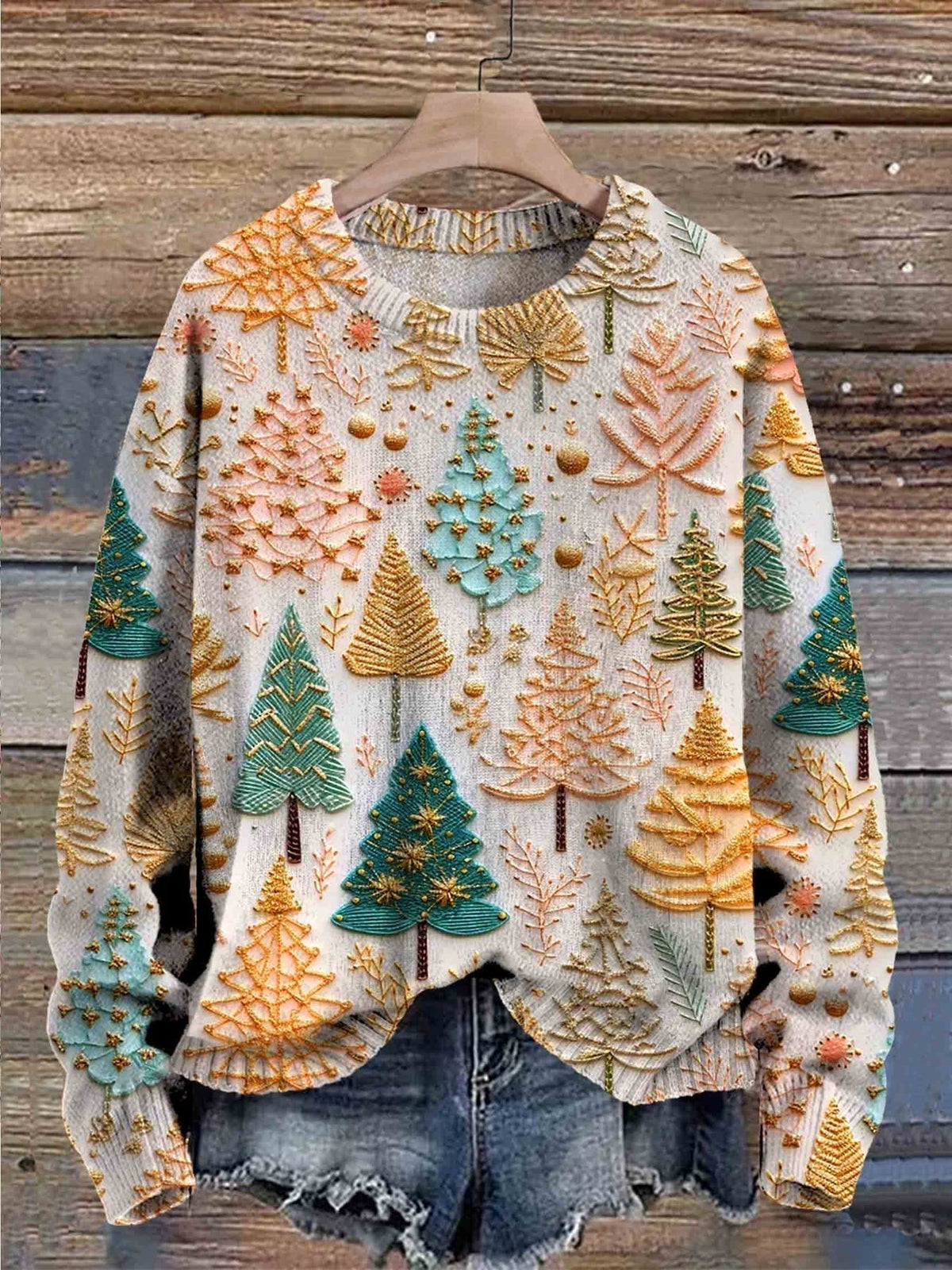 PINE TREE KNIT CHRISTMAS SWEATER FOR WOMEN