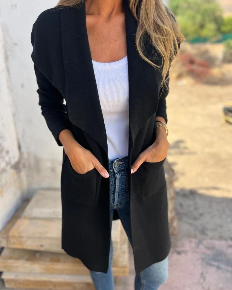 OPEN-FRONT LAPEL CARDIGAN FOR WOMEN