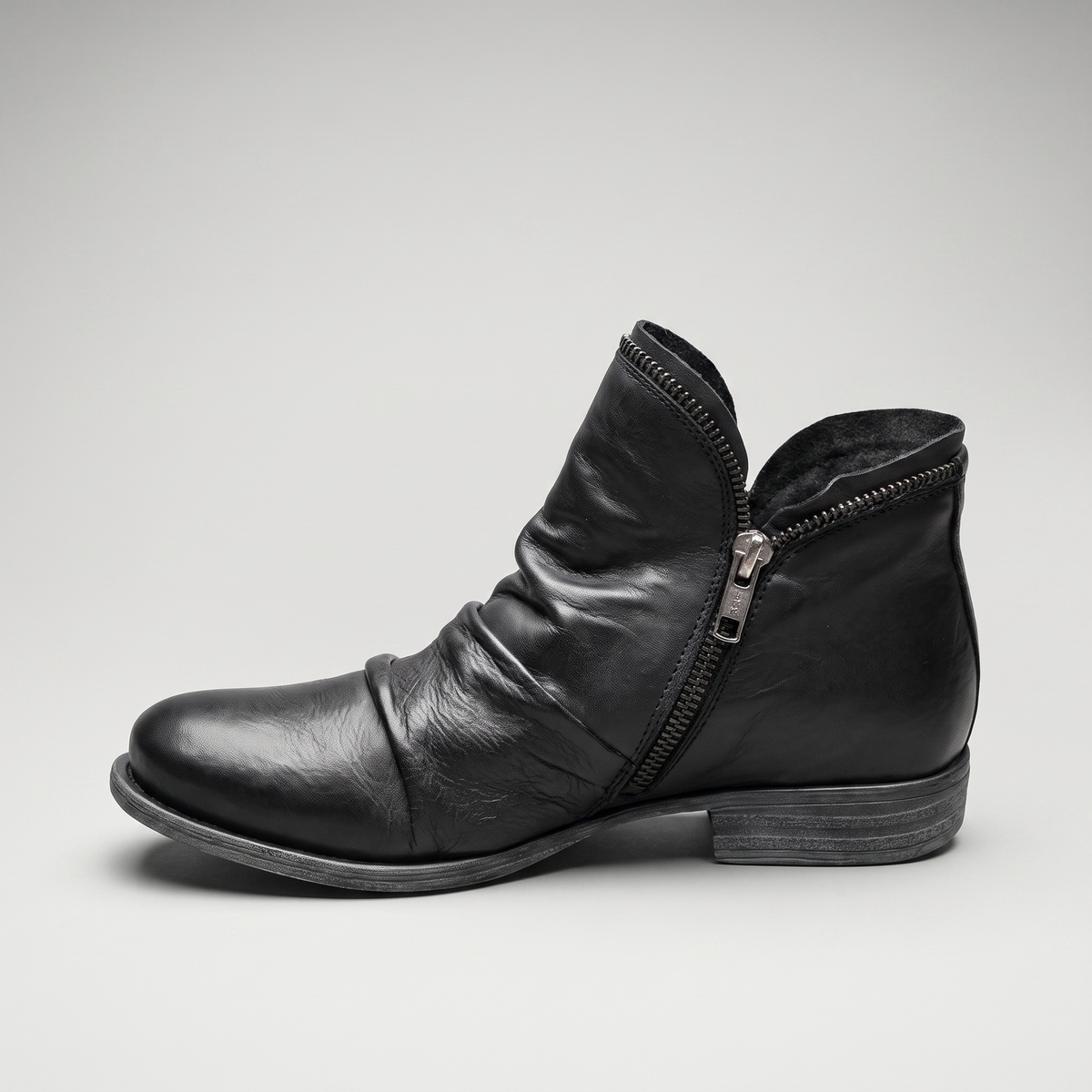 Stacked Heel Leather Boot for Women