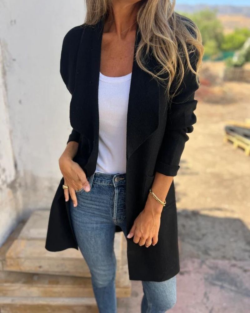 OPEN-FRONT LAPEL CARDIGAN FOR WOMEN