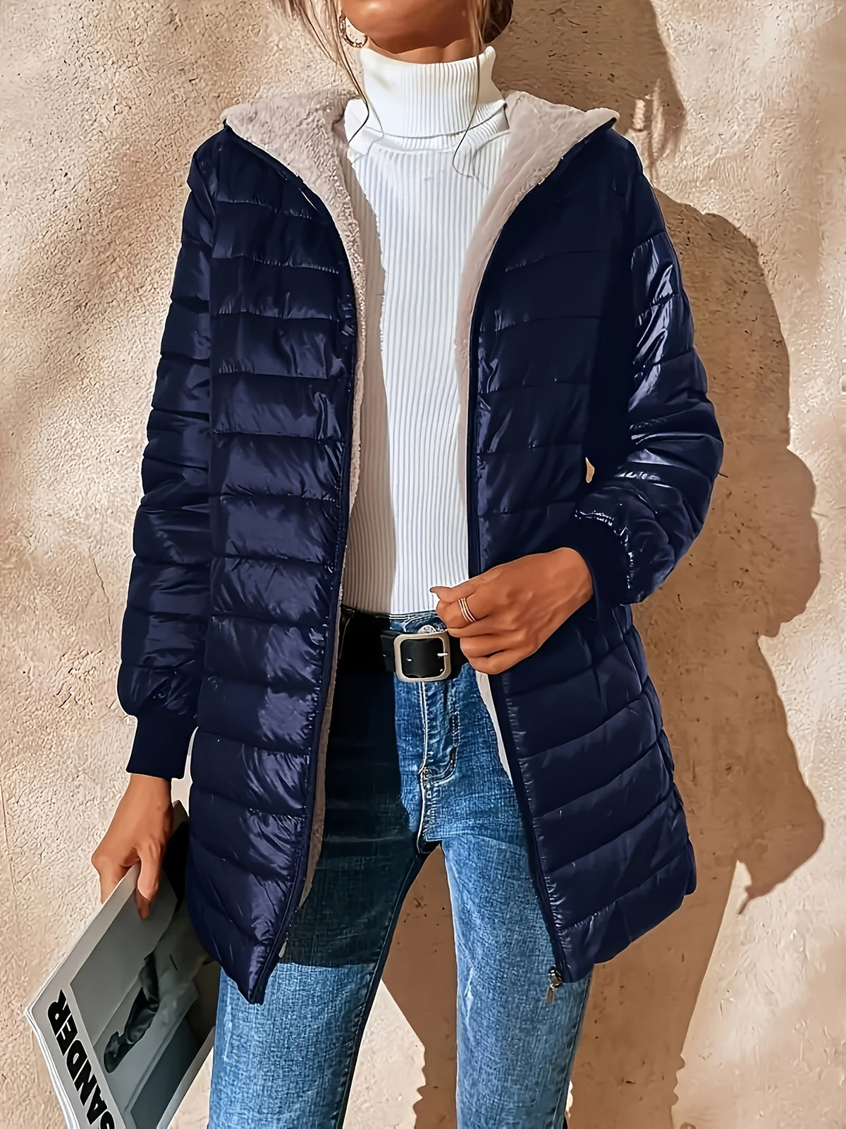 HOODED ZIP PUFFER JACKET FOR WOMEN