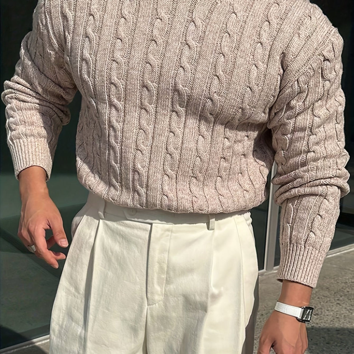 TEXTURED KNIT SWEATER FOR MEN