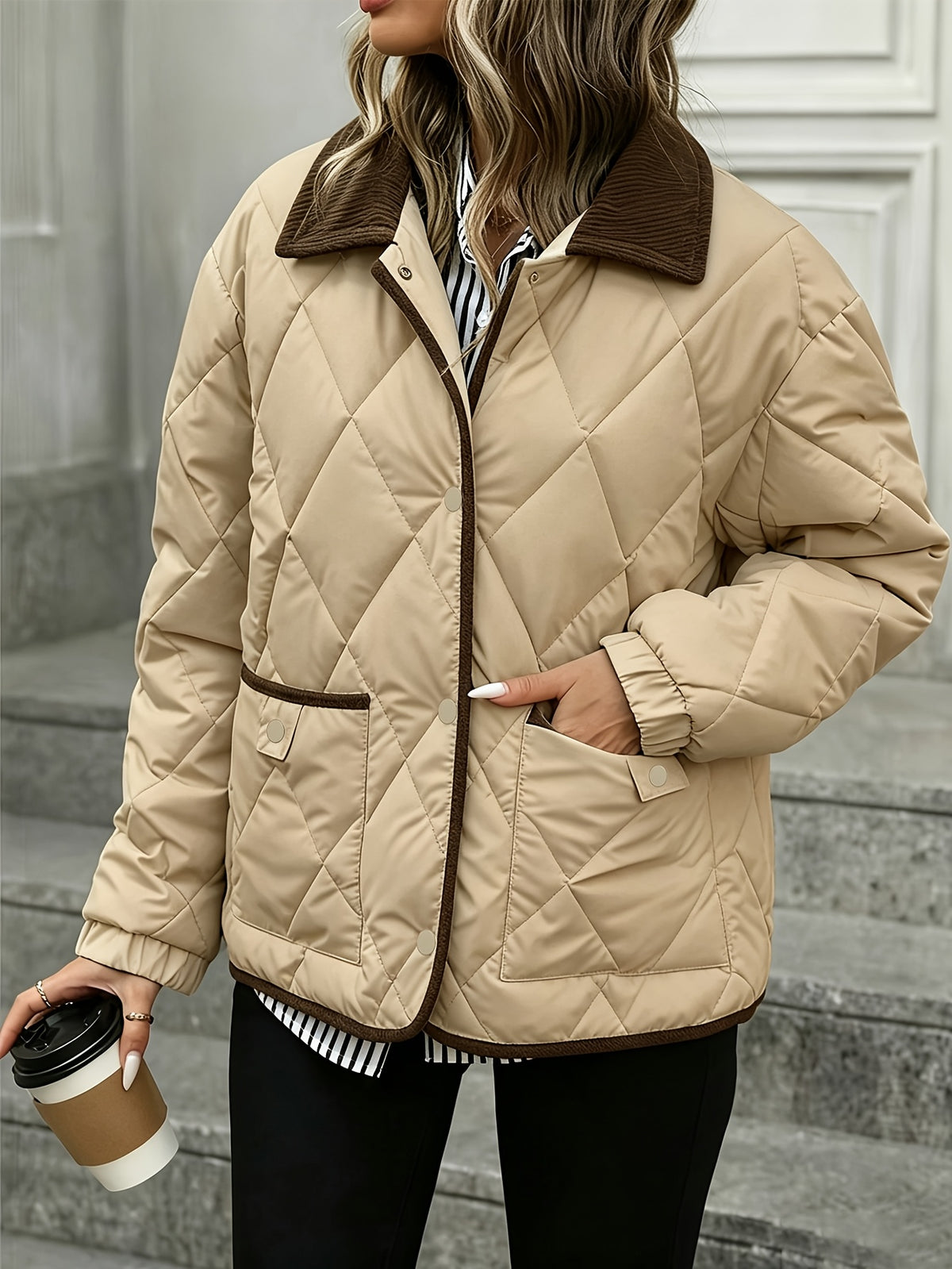 DIAMOND QUILTED PUFFER JACKET FOR WOMEN