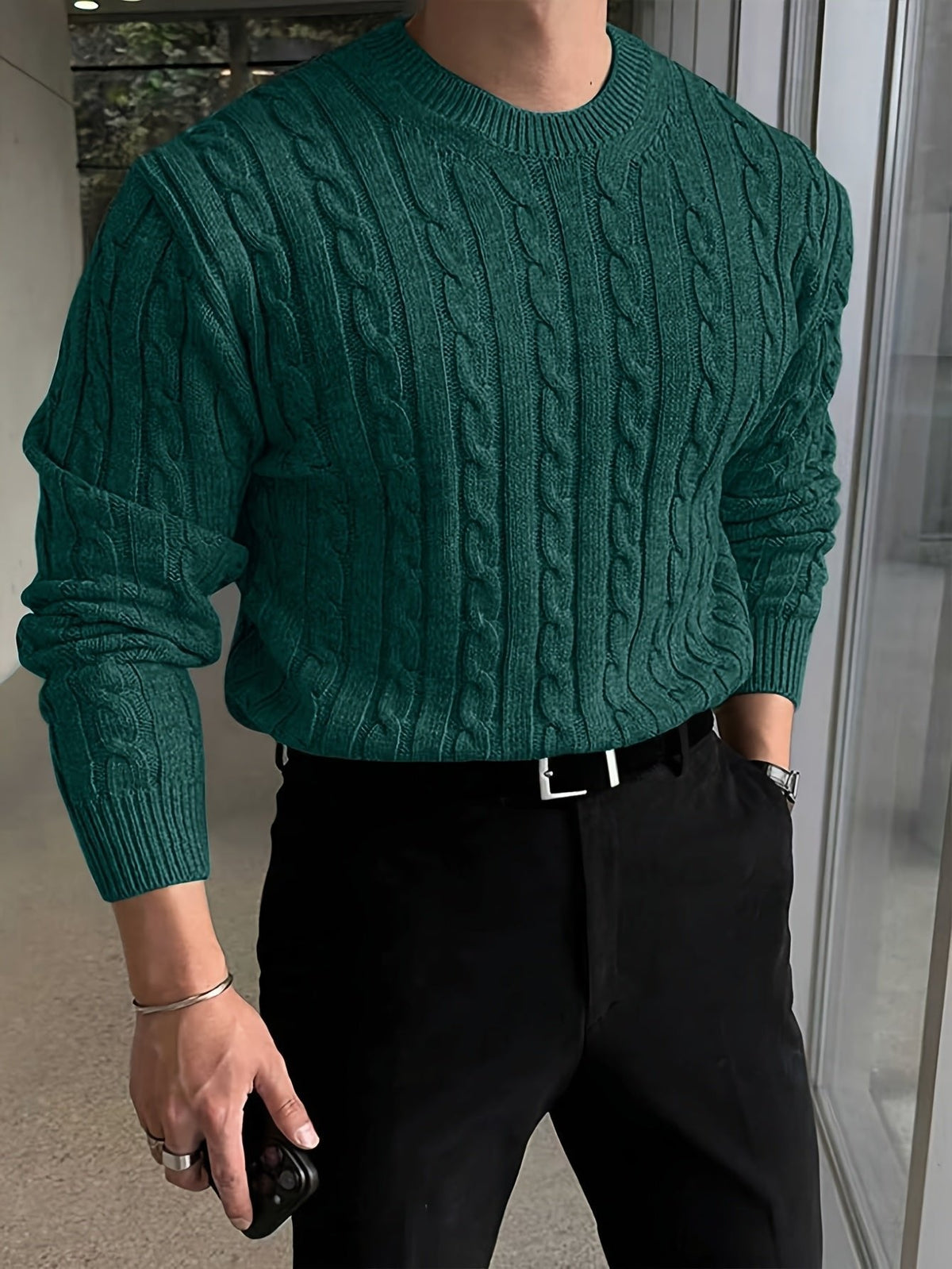 TEXTURED KNIT SWEATER FOR MEN