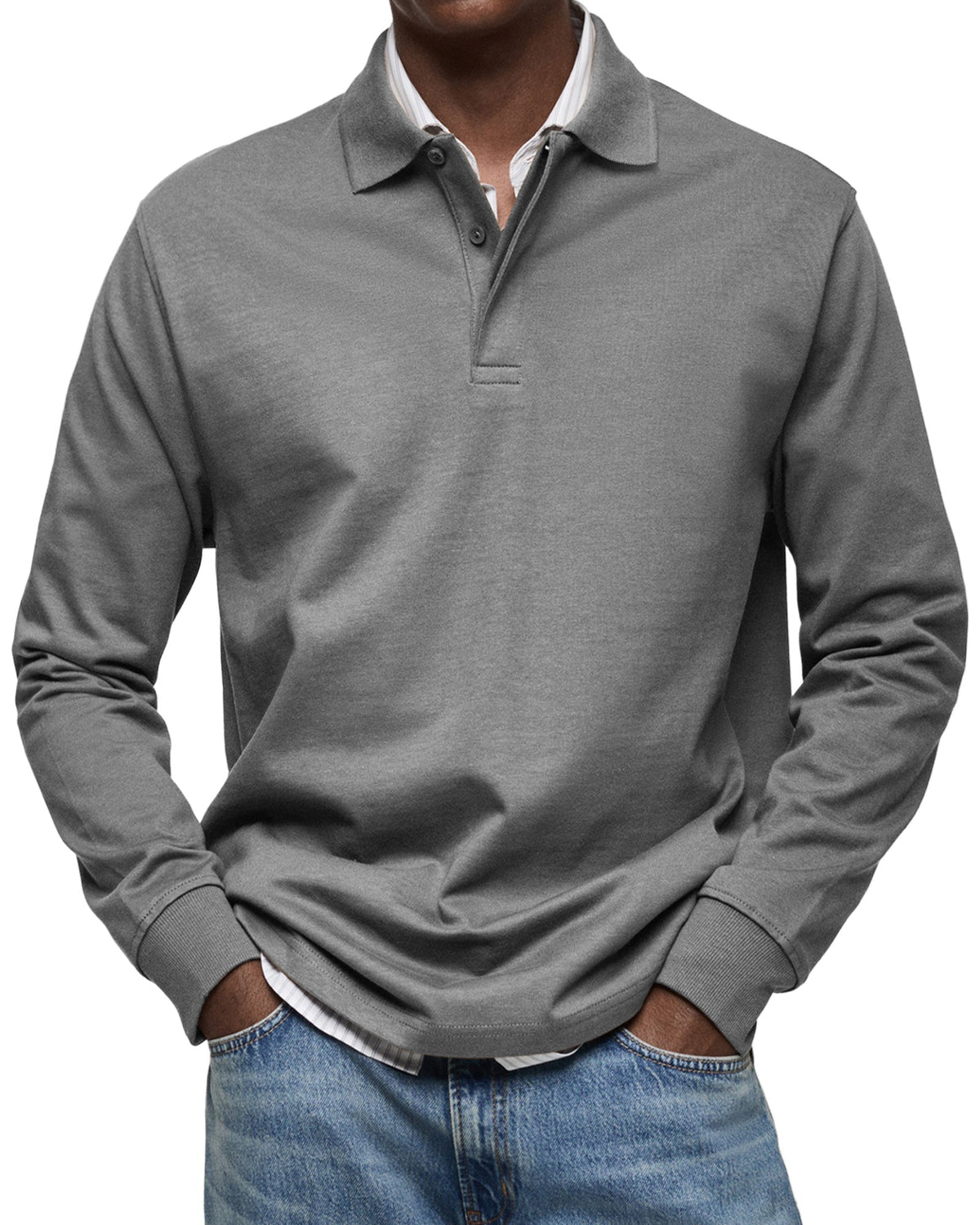 COLLARED LONG SLEEVE POLO FOR MEN
