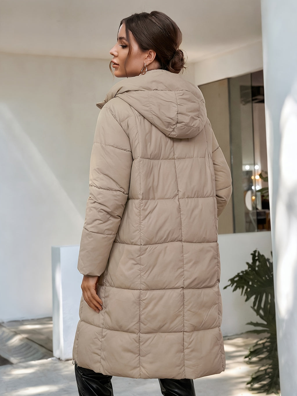 HOODED MIDI PUFFER JACKET FOR WOMEN