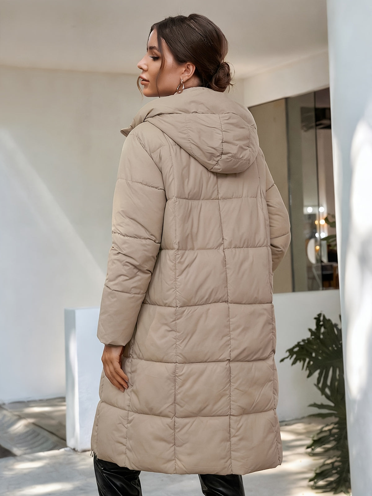 HOODED MIDI PUFFER JACKET FOR WOMEN
