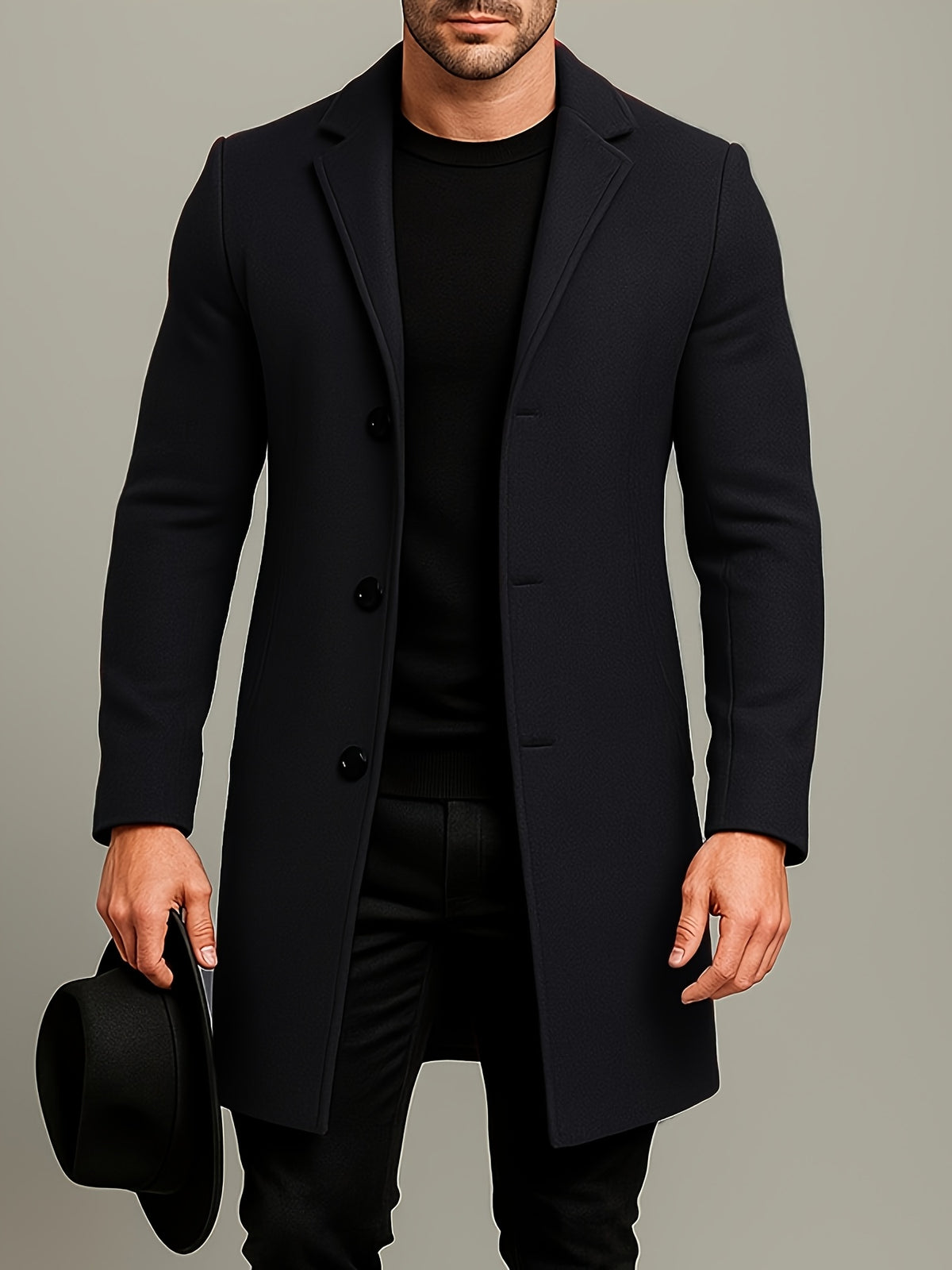 CLASSIC BUTTON-FRONT TRENCH COAT FOR MEN