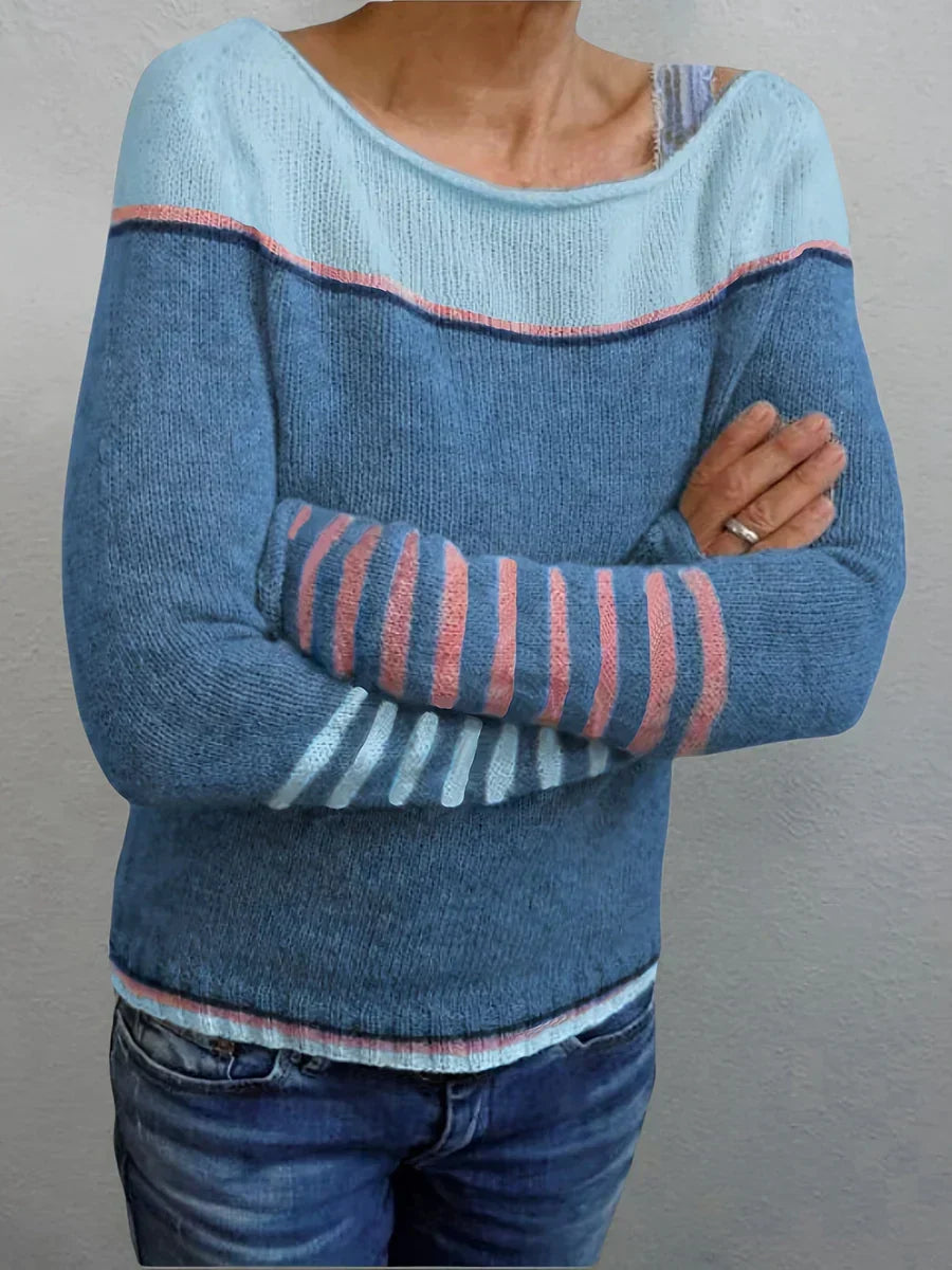 STRIPED KNIT SWEATER FOR WOMEN