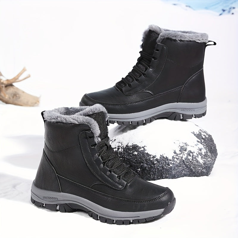 LACE-UP WATERPROOF SNOW BOOTS FOR MEN