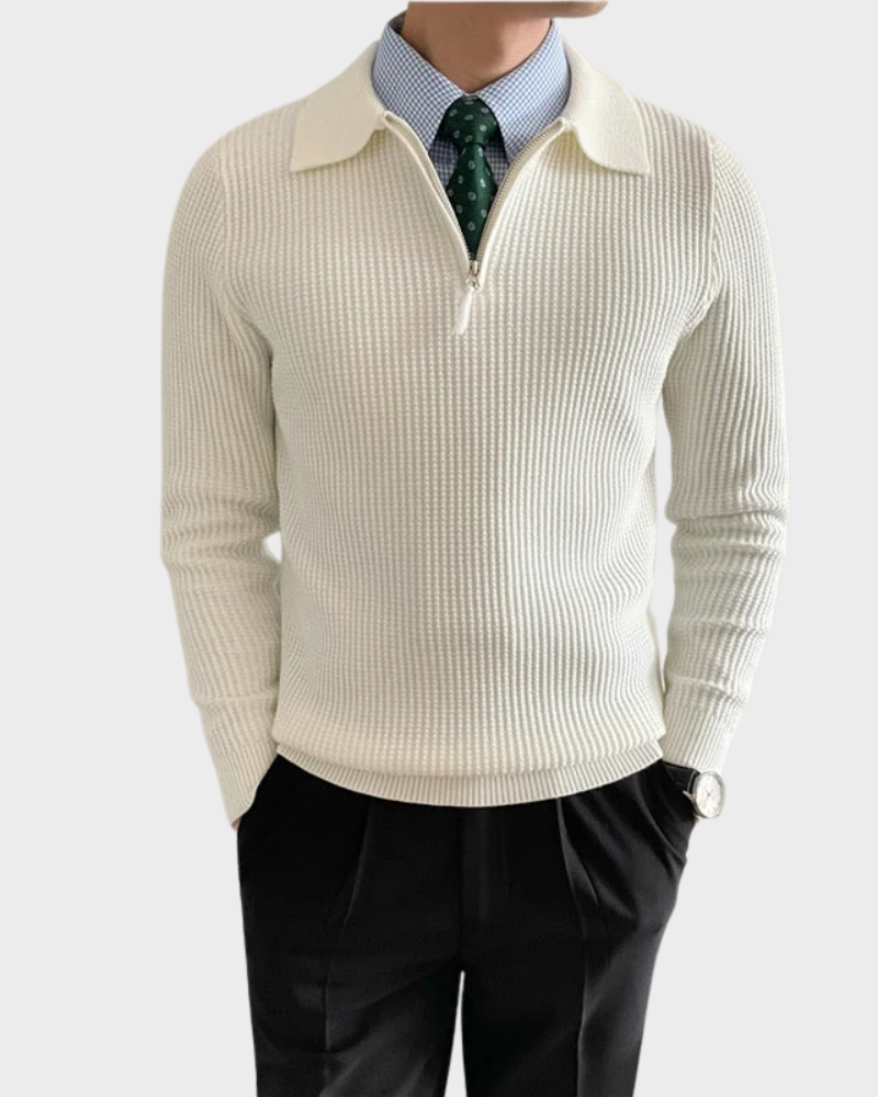 ZIP COLLAR KNIT SWEATER FOR MEN