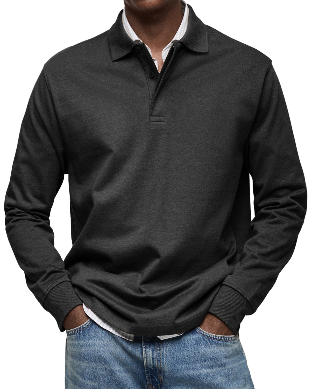 COLLARED LONG SLEEVE POLO FOR MEN