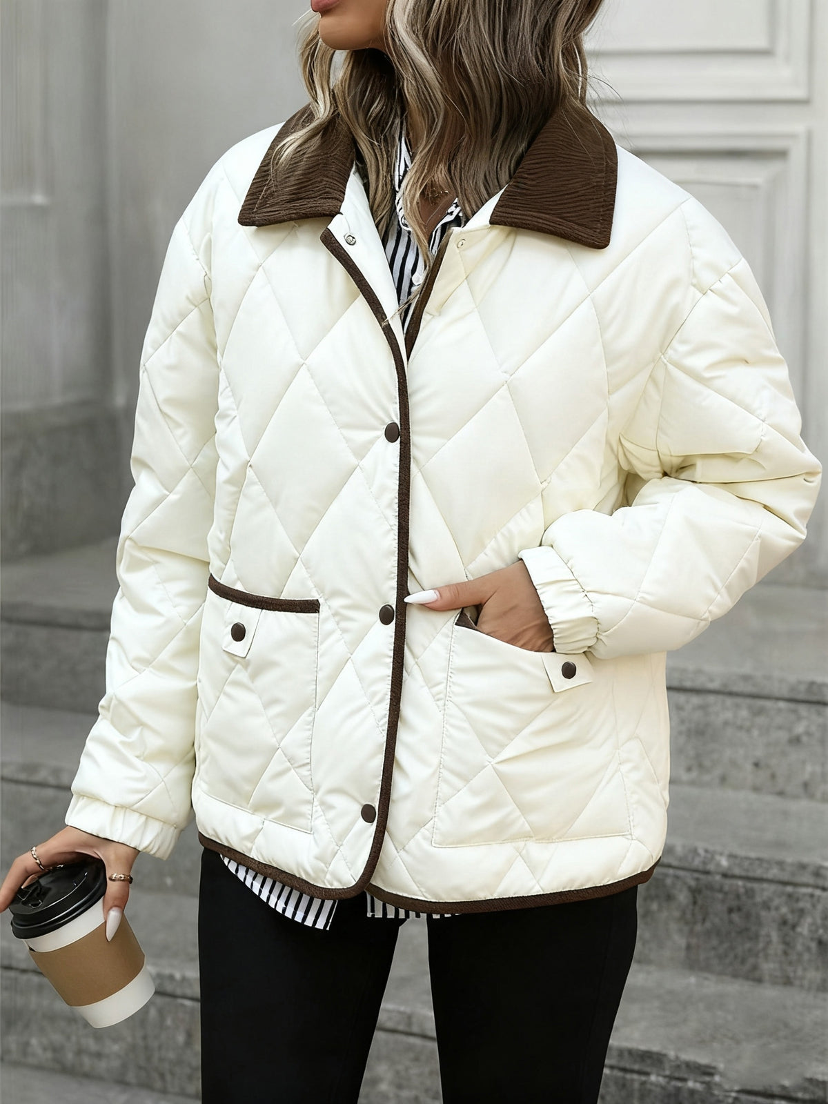 DIAMOND QUILTED PUFFER JACKET FOR WOMEN