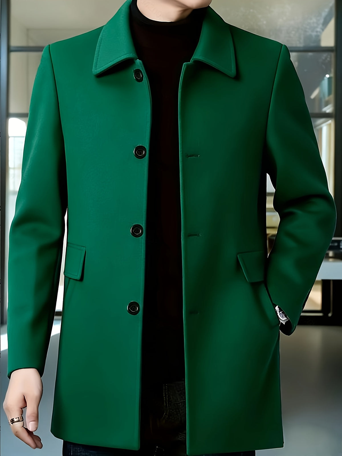 CLASSIC COLLAR TRENCH COAT FOR MEN
