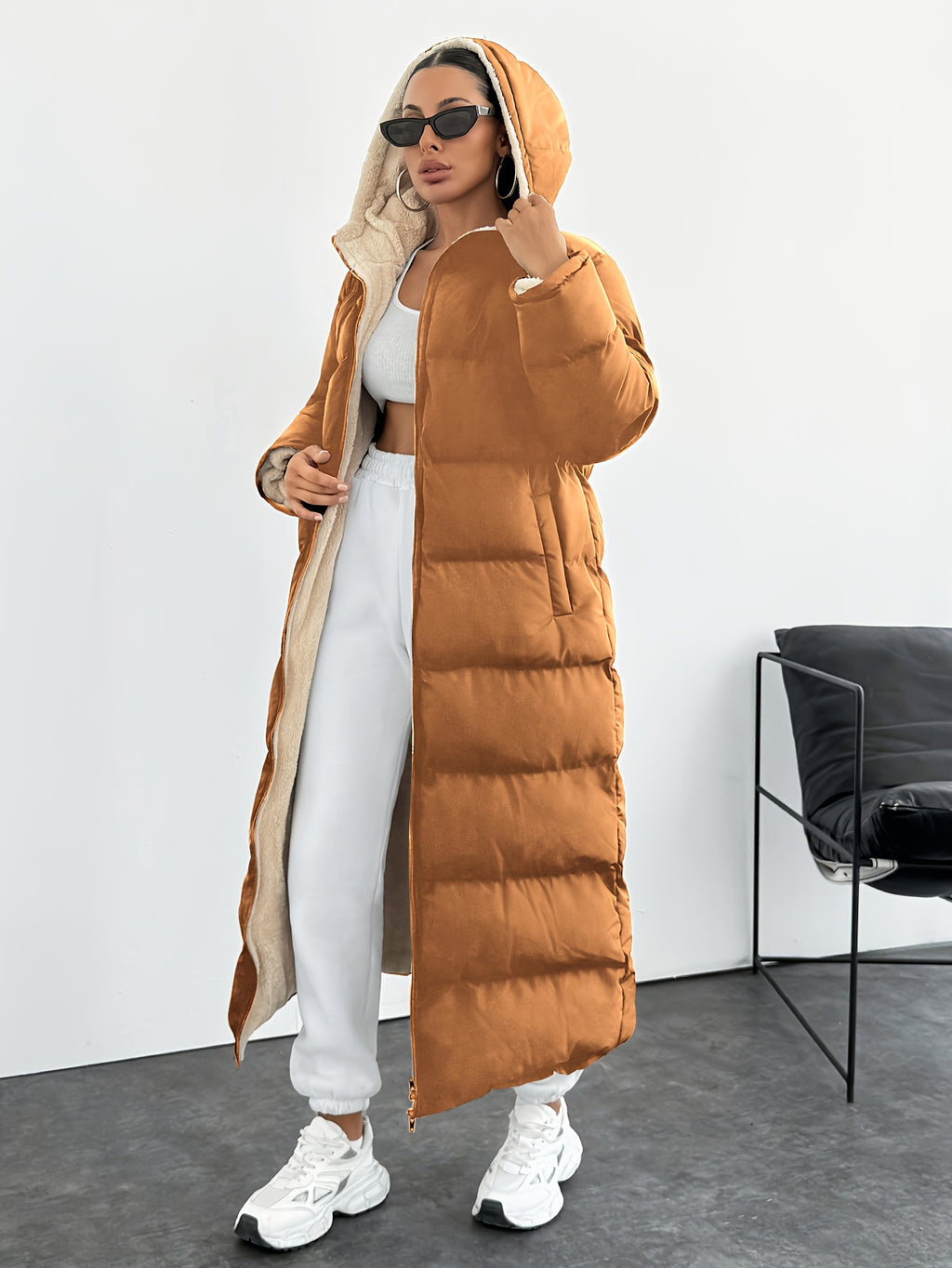 HOODED LONG PUFFER JACKET FOR WOMEN