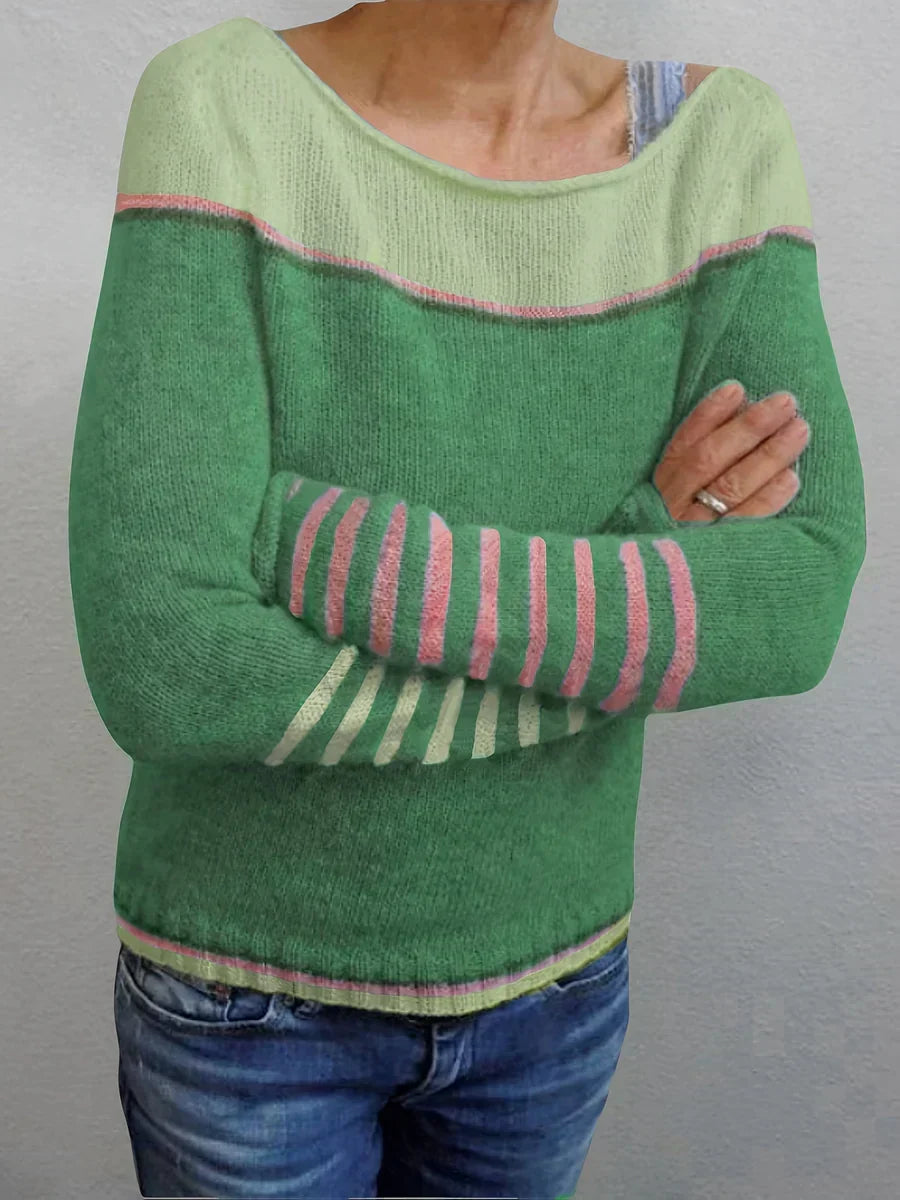 STRIPED KNIT SWEATER FOR WOMEN