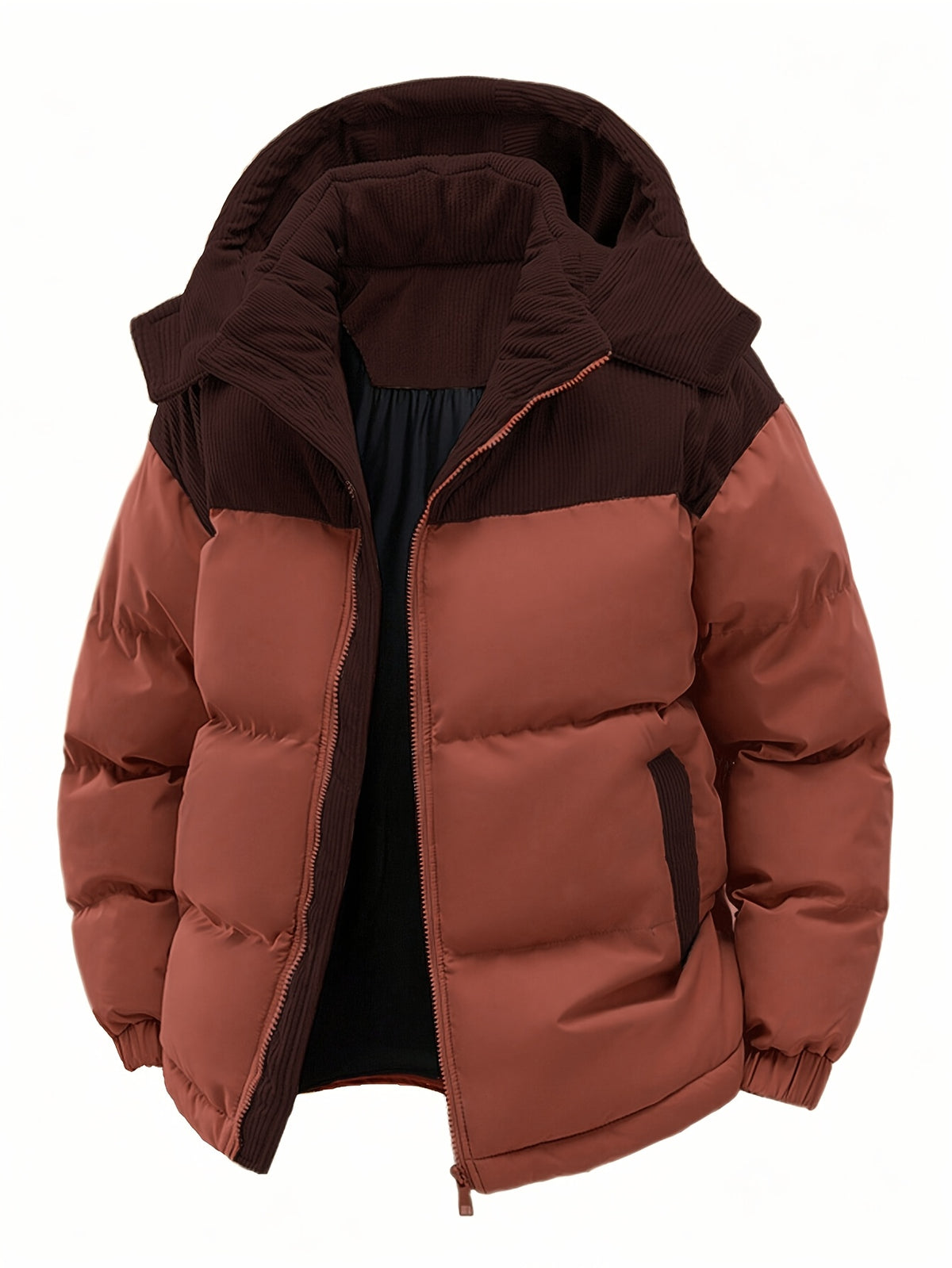 COLORBLOCK HOODED PUFFER JACKET FOR MEN