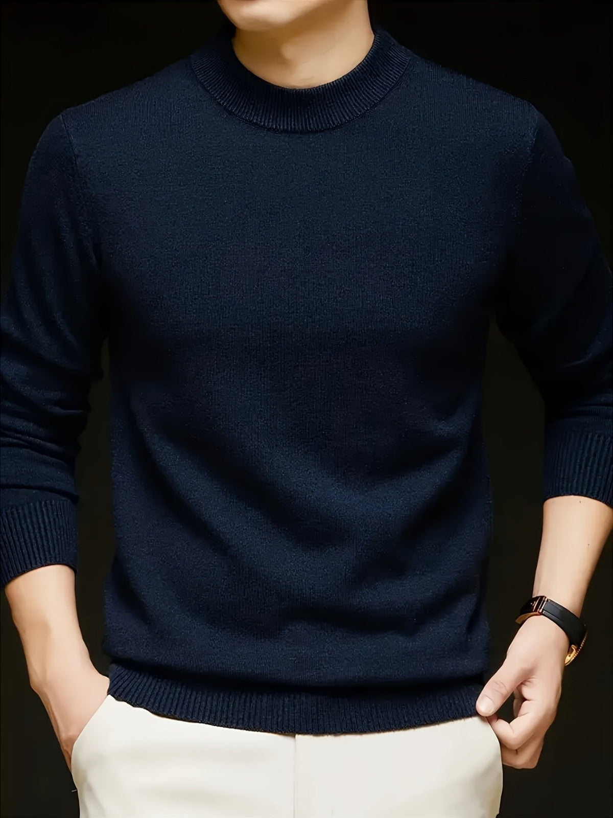 MOCK NECK KNIT SWEATER FOR MEN