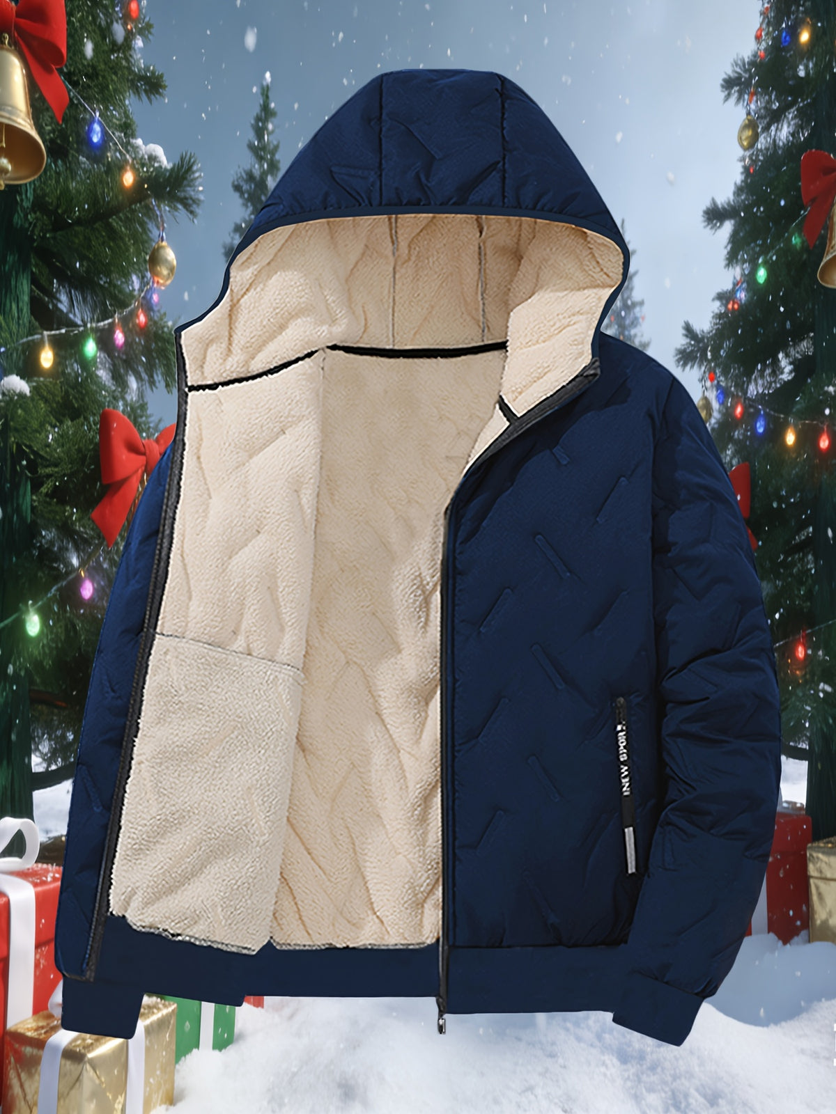 SHERPA LINED HOODED PUFFER JACKET FOR MEN