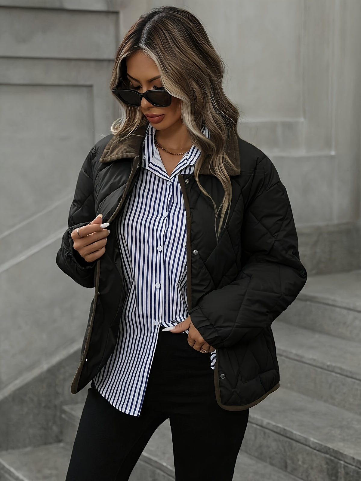 DIAMOND QUILTED PUFFER JACKET FOR WOMEN