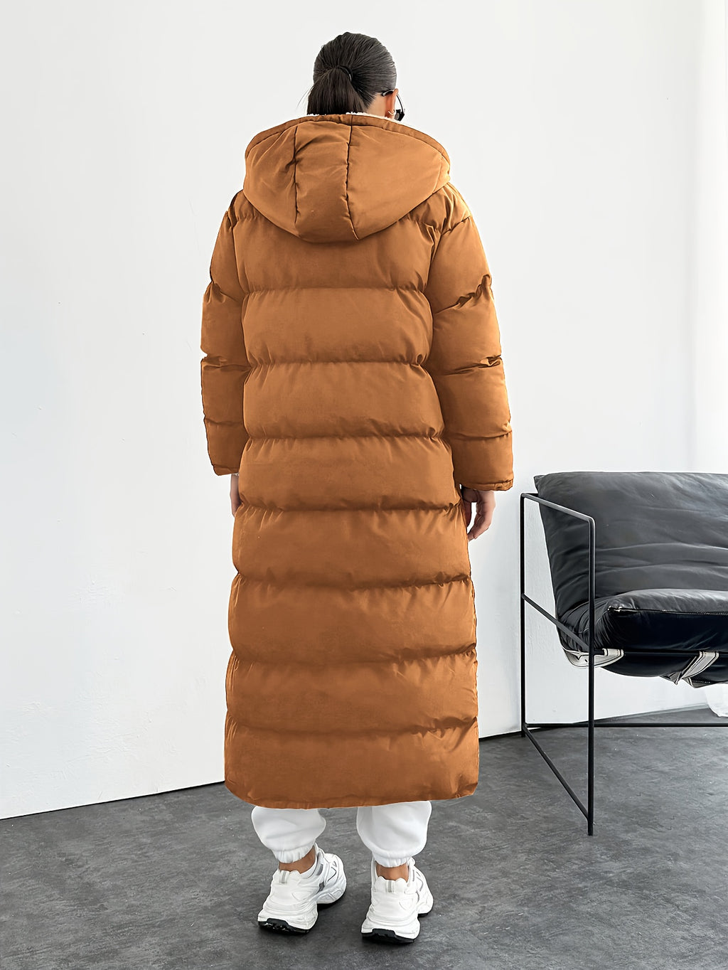 HOODED LONG PUFFER JACKET FOR WOMEN
