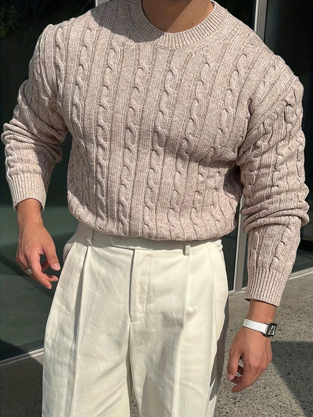 TEXTURED KNIT SWEATER FOR MEN