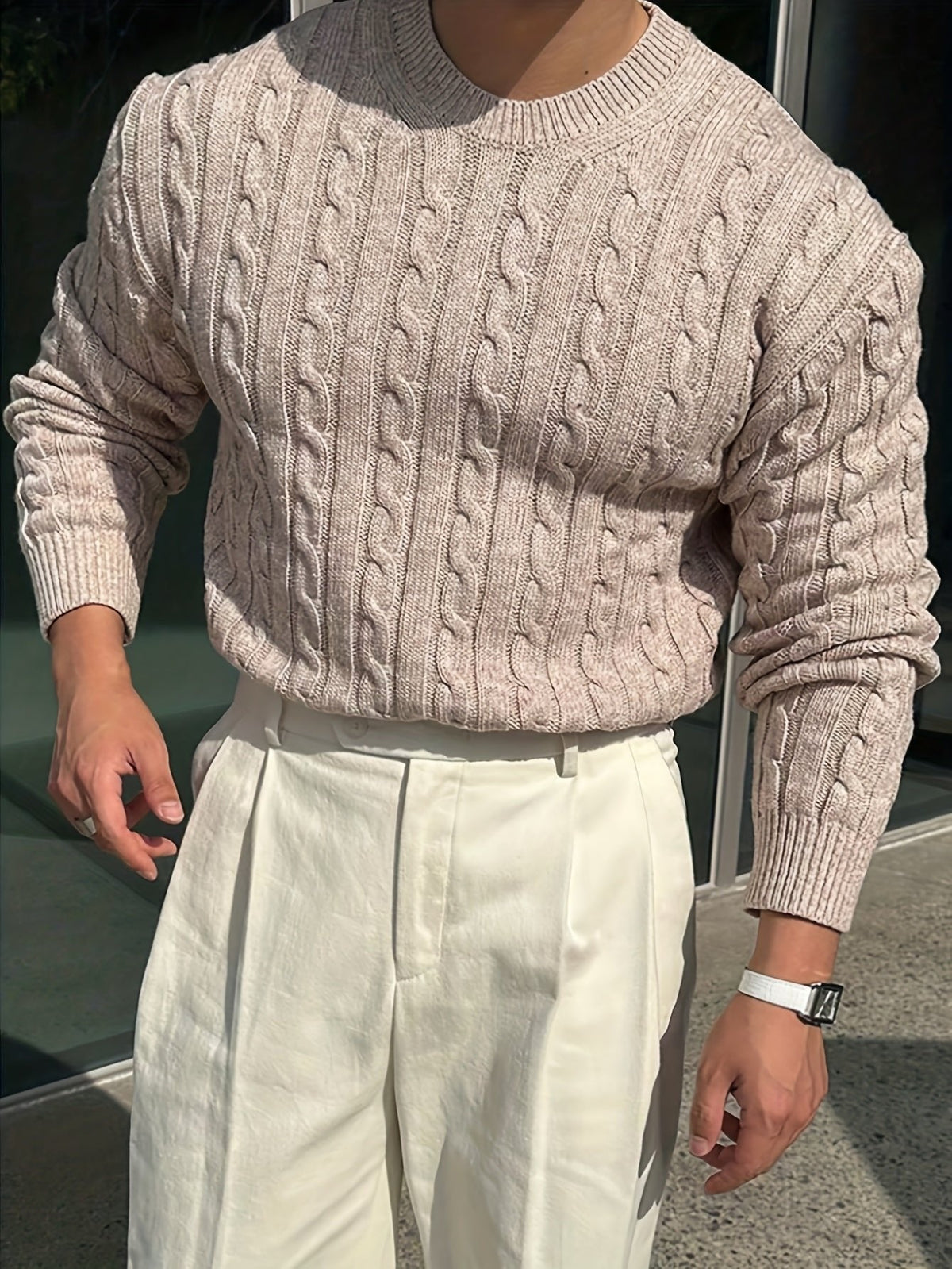 TEXTURED KNIT SWEATER FOR MEN
