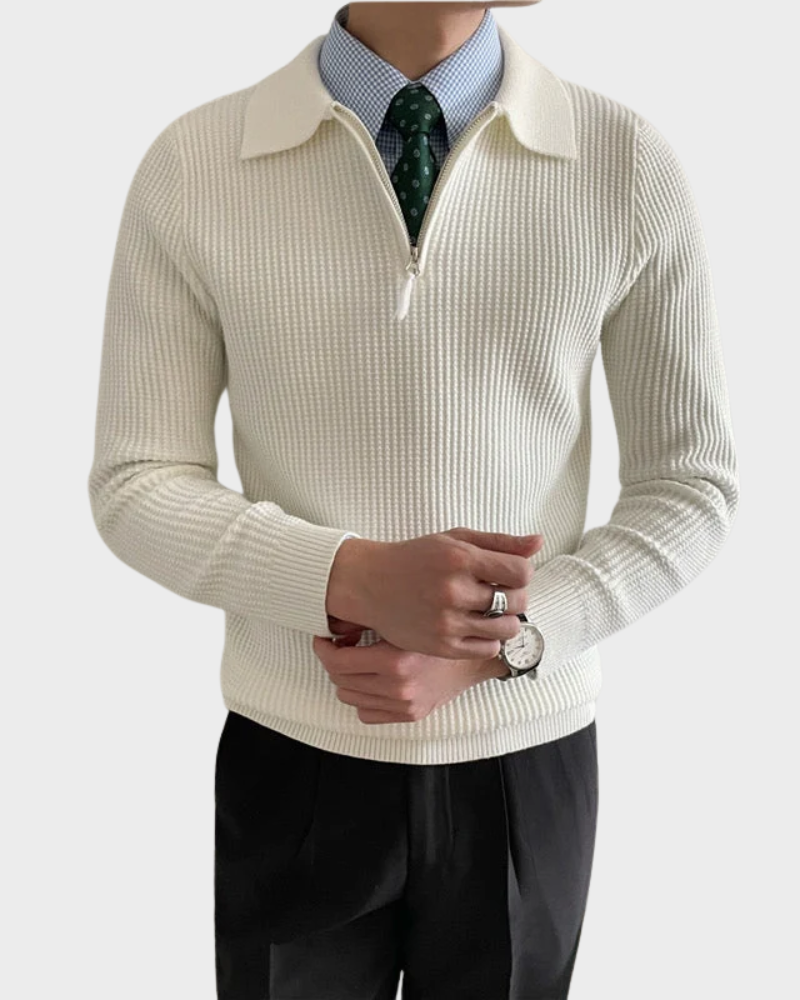 ZIP COLLAR KNIT SWEATER FOR MEN