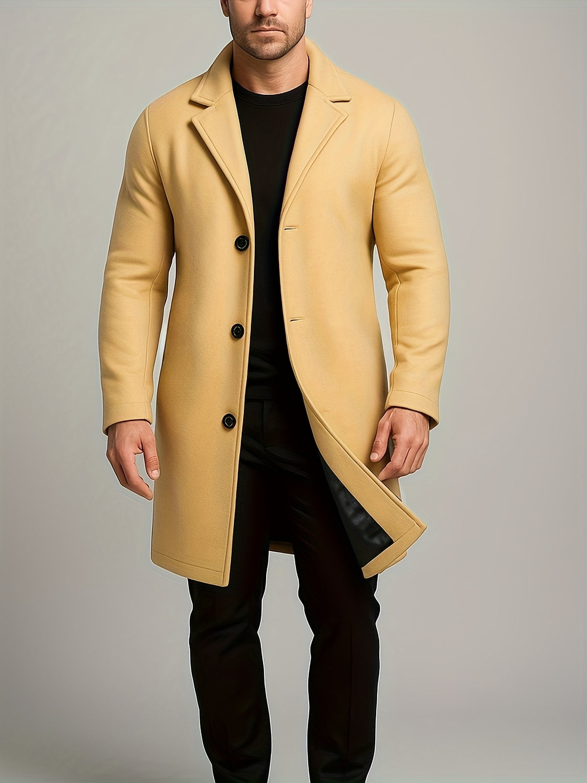 CLASSIC BUTTON-FRONT TRENCH COAT FOR MEN