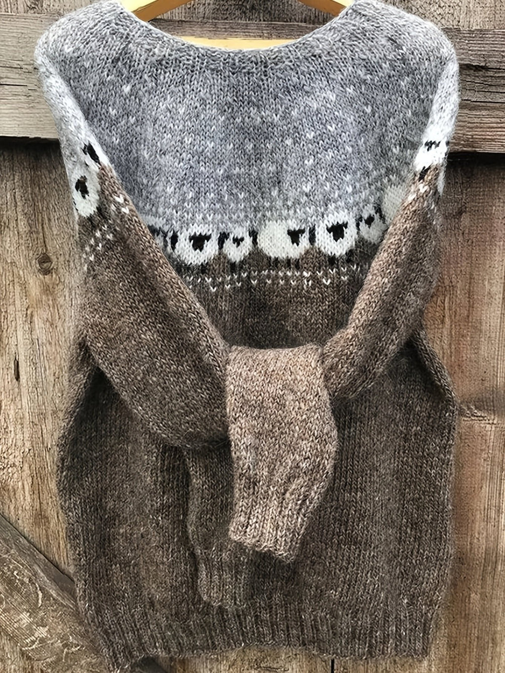 SHEEP JACQUARD KNIT SWEATER FOR WOMEN