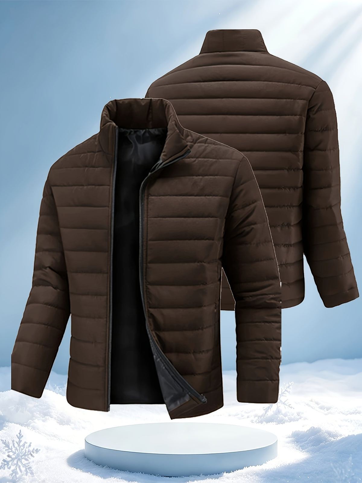 STAND COLLAR PUFFER JACKET FOR MEN