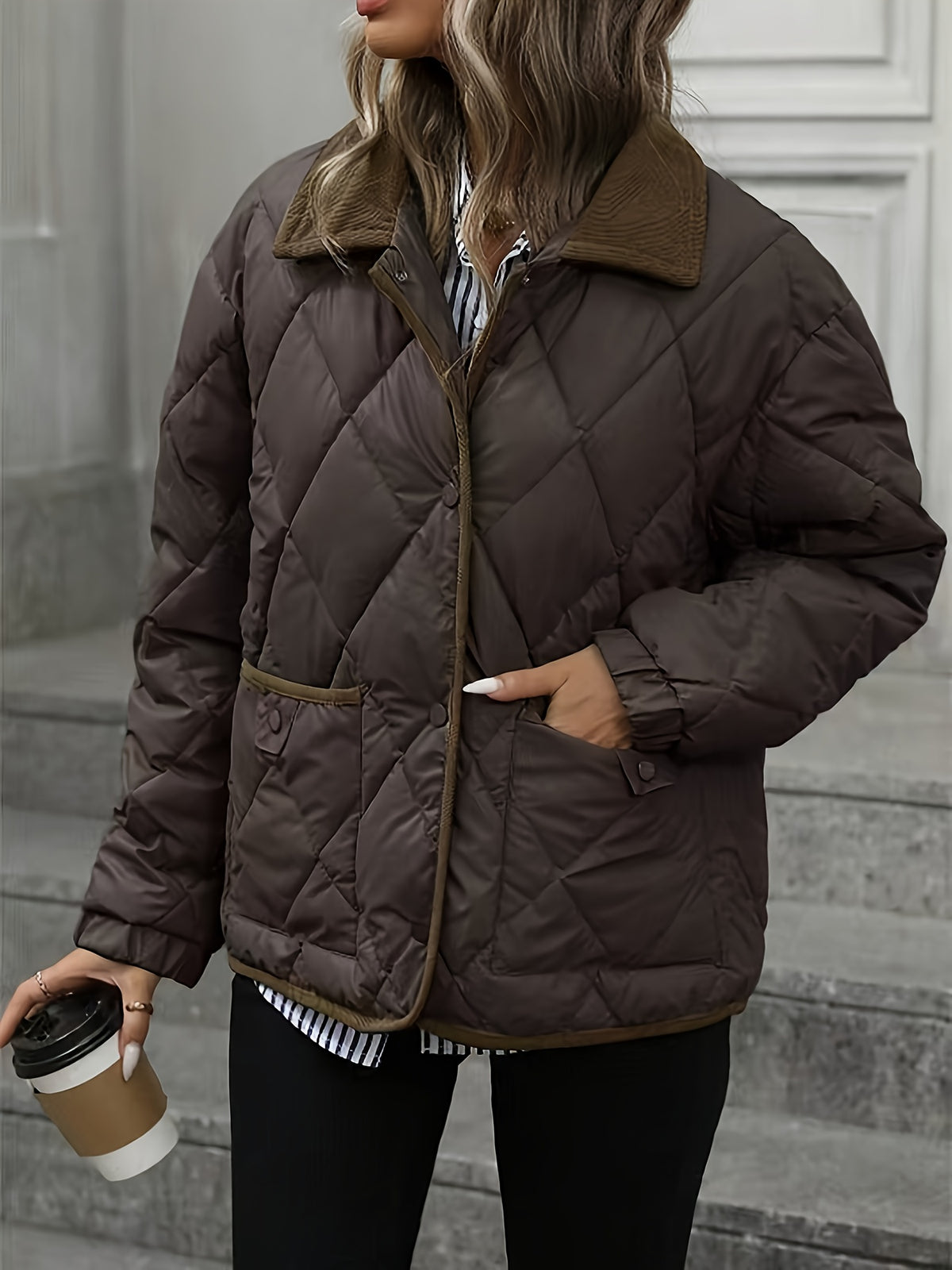 DIAMOND QUILTED PUFFER JACKET FOR WOMEN
