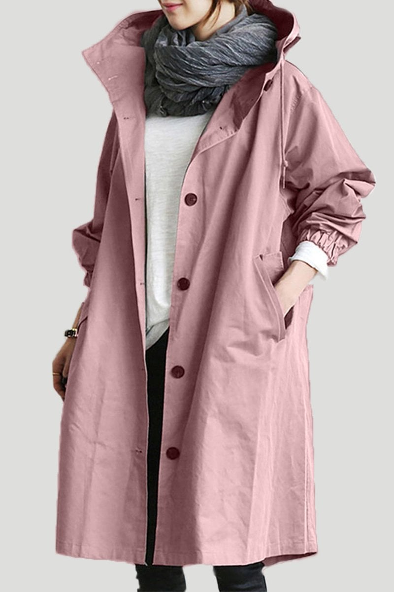 HOODED LONGLINE TRENCH COAT FOR WOMEN
