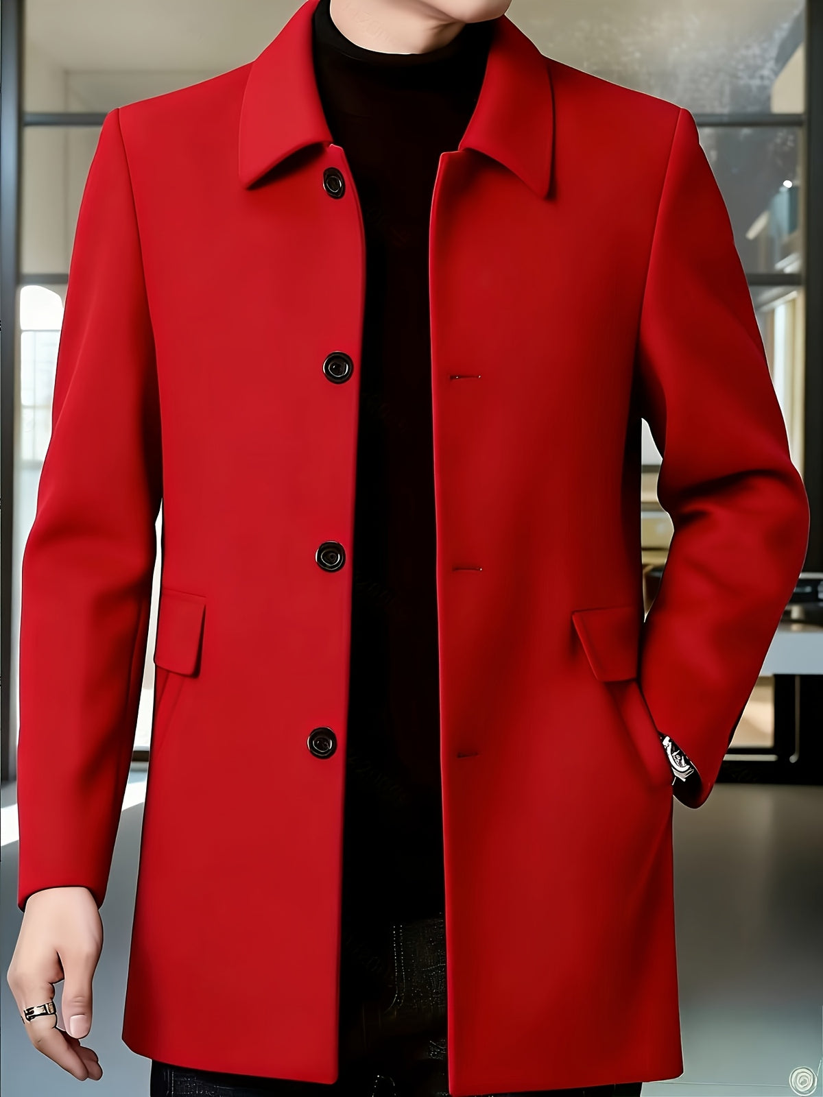 CLASSIC COLLAR TRENCH COAT FOR MEN