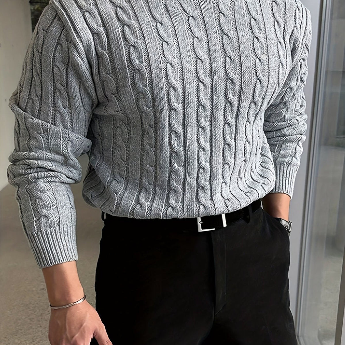 TEXTURED KNIT SWEATER FOR MEN