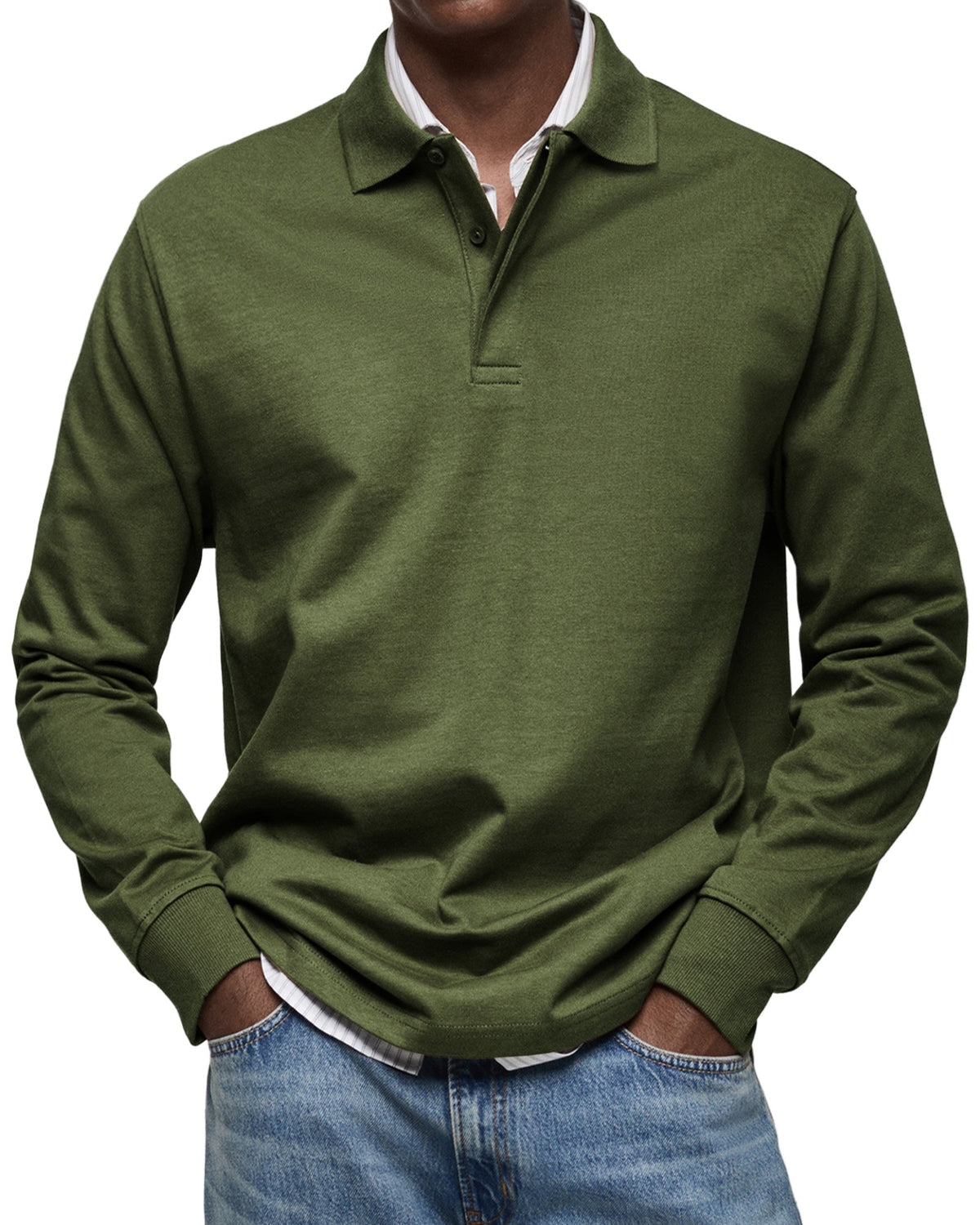 COLLARED LONG SLEEVE POLO FOR MEN